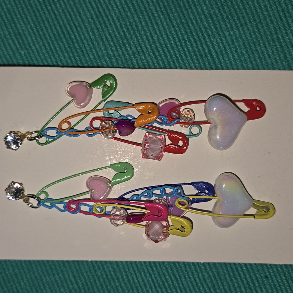 Hand Crafted Multicolor Heart Earrings
